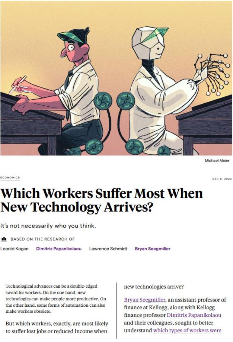 Which workers suffer most when new technology arrives?