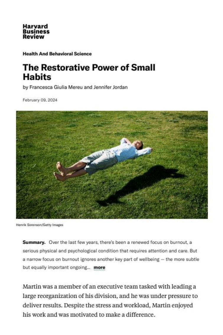 The restorative power of small habits