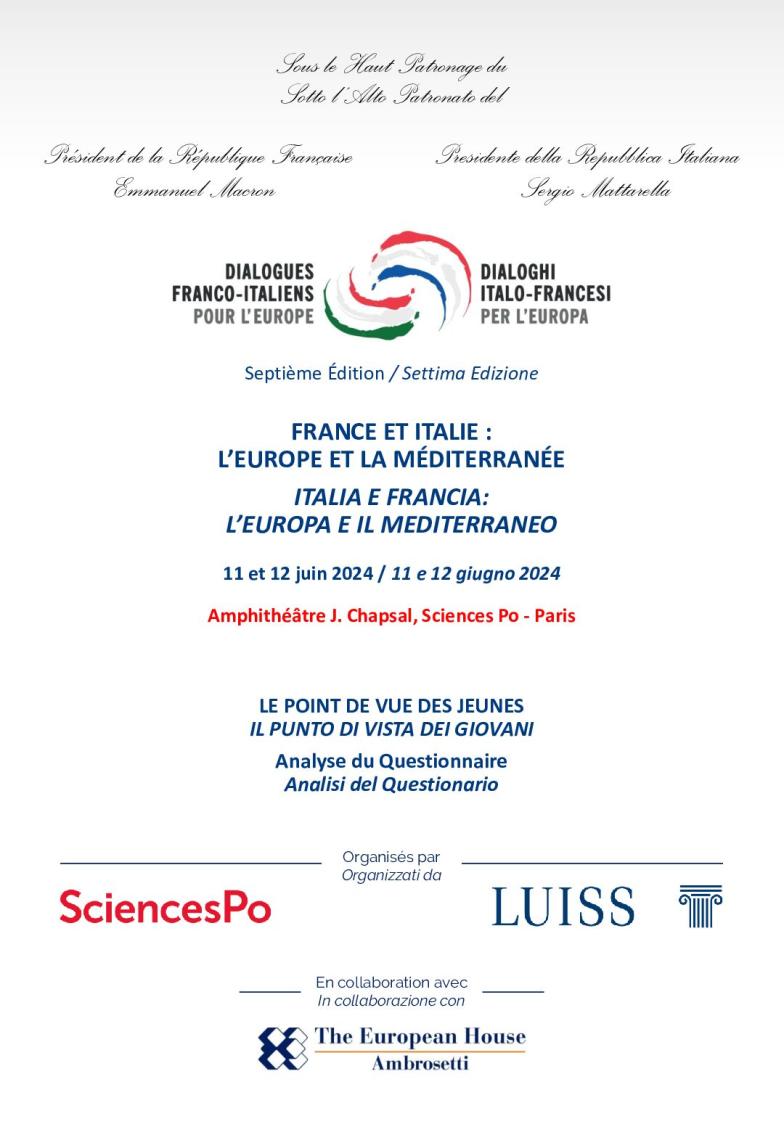 Le point de vue des jeunes - Dialogues franco-italiens, 11-12 juin 2024