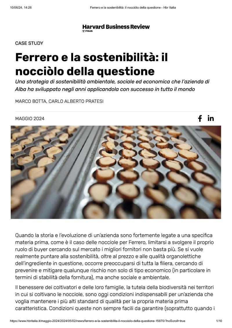 Ferrero e la sostenibilità: il nocciòlo della questione