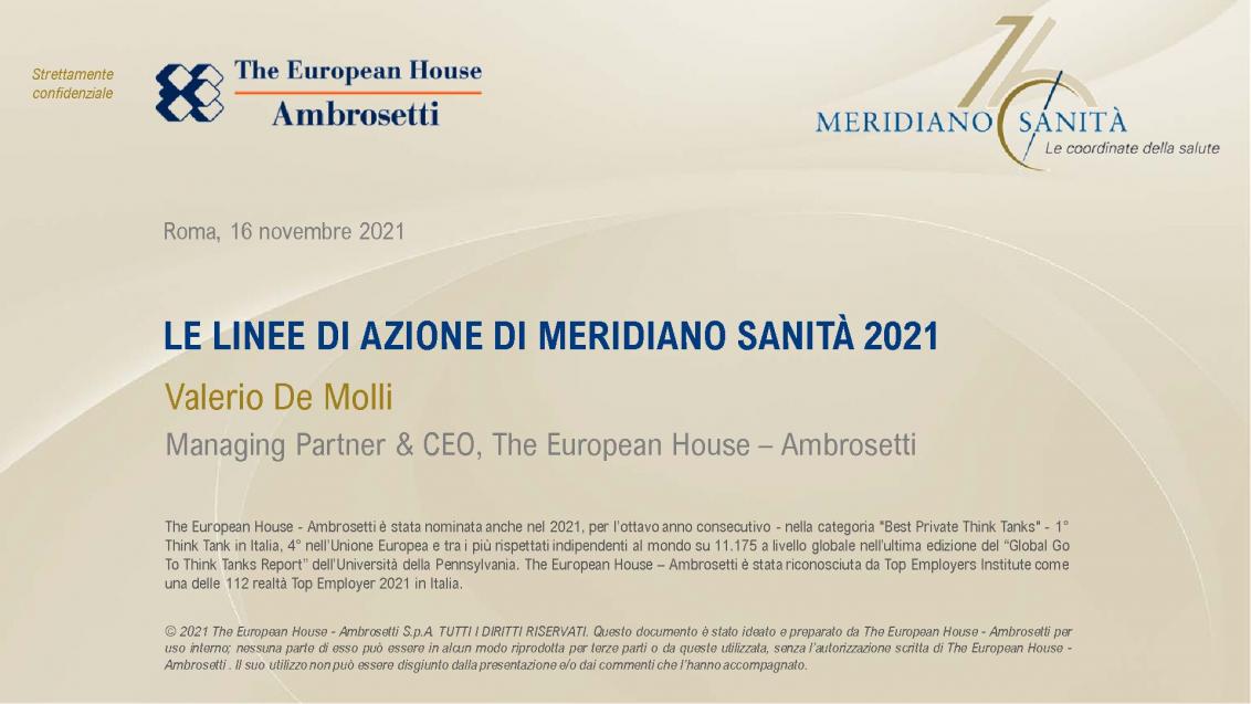 Meridiano Sanità 2021 - Presentation by Valerio De Molli