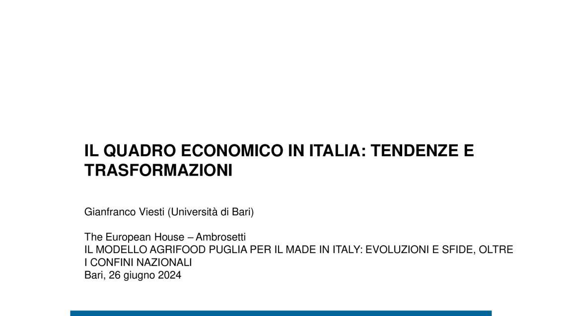 Presentazione di Gianfranco Viesti - Forum Food Puglia 2024