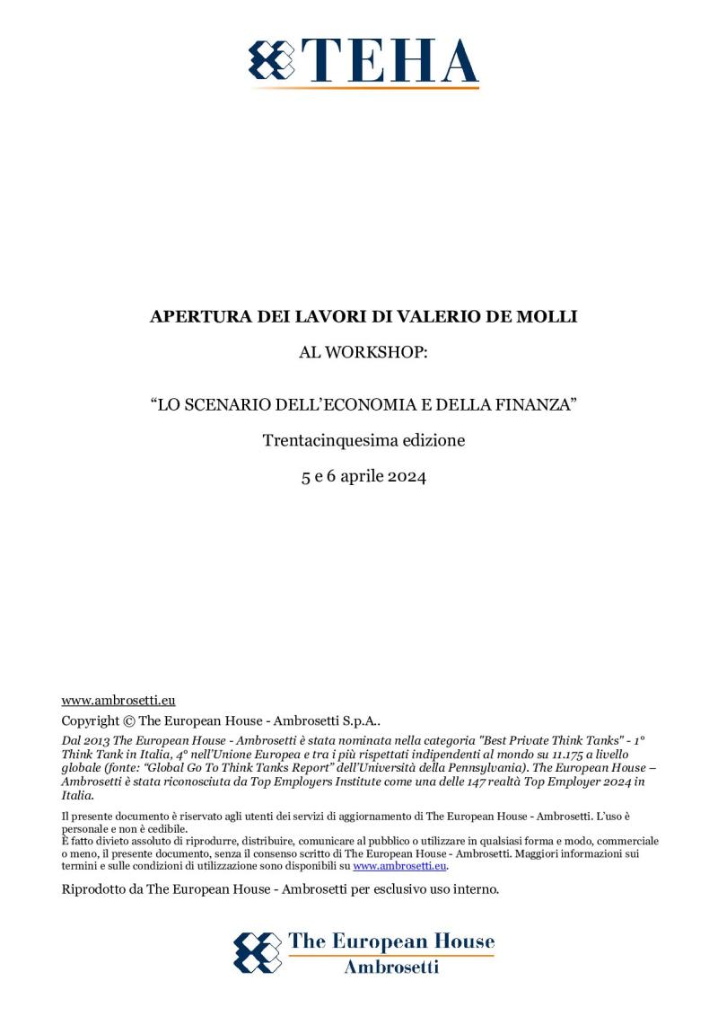 Discorso di apertura - Valerio De Molli - Finanza 2024