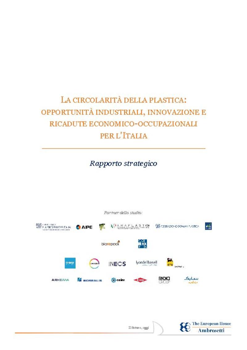 La circolarità della plastica: opportunità industriali, innovazioni e ricadute economico-occupazionali per l'Italia