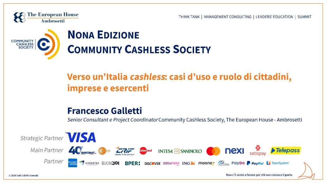 Presentazione di Francesco Galletti - Community Cashless Society 2024
