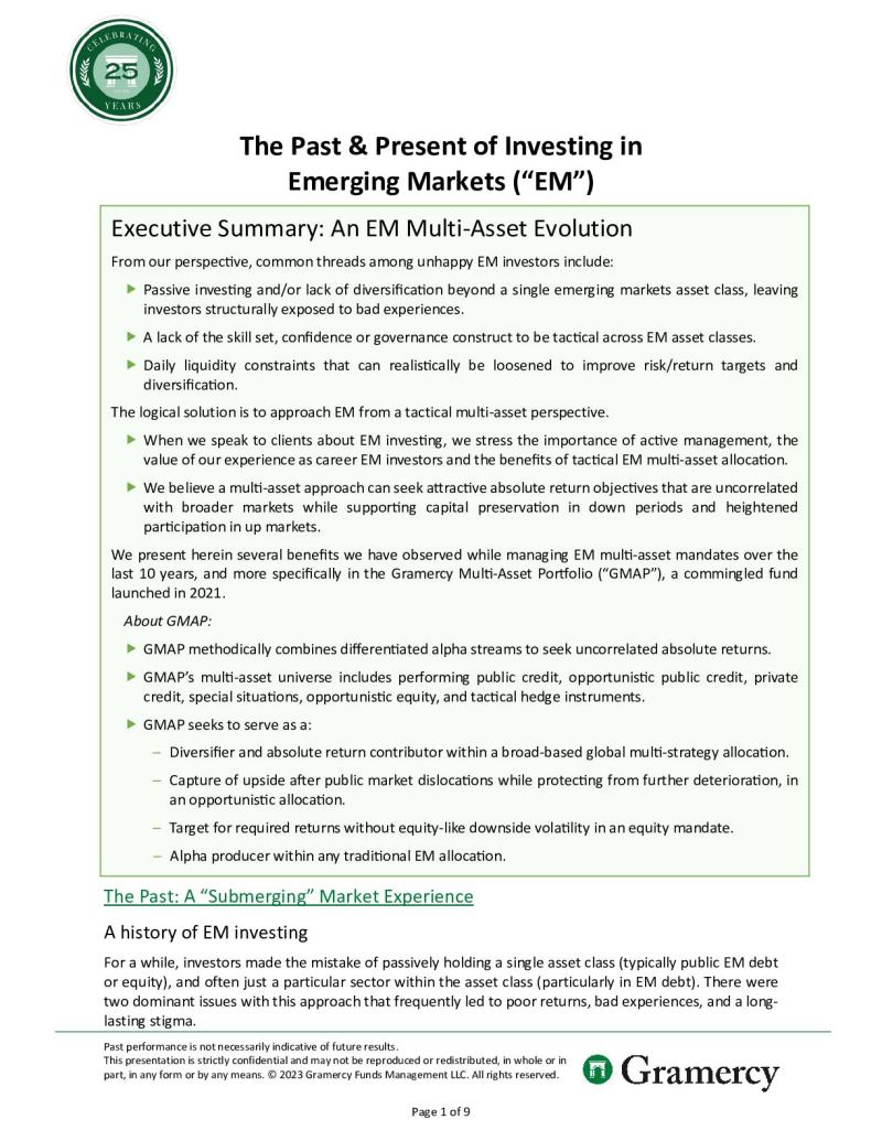The Past & Present of Investing in Emerging Markets (“EM”)